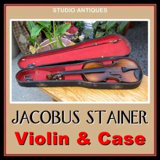 JACOBUS STAINER IN ABLAM Vintage 4/4 VIOLIN + COFFIN CASE prope 