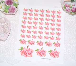 Simply COTTAGE CHIC ~57 SATIN PINK ROSE DECALS~ shabby  