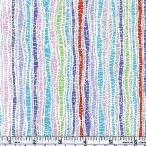   Mostly Mosaic Stripe Blue Fabric By The Yard Arts, Crafts & Sewing