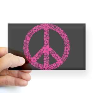   Sticker Clear (Rectangle) Flowered Peace Symbol PBB 