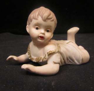 Vintage Porcelain Baby Piano Doll figurine German boy handpainted 