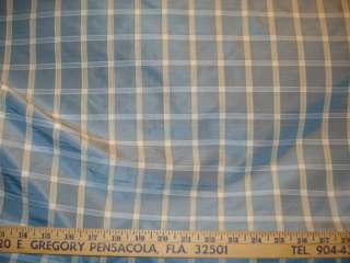 BLUE YELLOW WHITE WOVEN CHECK UPHOLSTERY FABRIC  