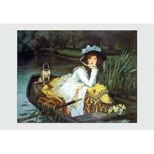   Black poster printed on 20 x 30 stock. Young Woman Looking in a Boat