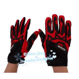 New Bike Bicycle Cycling Full Finger Gloves Red Pad L  