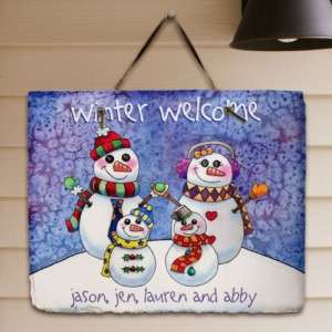 Custom Personalized Snowman Family Slate Plaque  