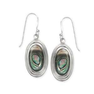  .925 Silver Oval Paua Shell Earrings Jewelry