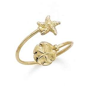  14k Bypass Starfish Sanddollar Toe Ring   JewelryWeb 