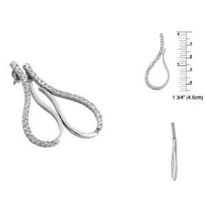  Sterling Silver Pave CZ Loop Stud Earrings Jewelry