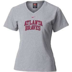  Nike Atlanta Braves Ash Ladies Ligature Arched Team Logo T 