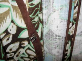 Maggie Barnes Brown White Aqua Floral Design Jacket Pockets 22 / 24 2X 
