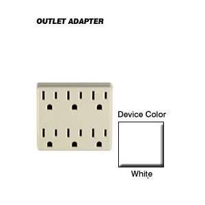   Leviton 6ADPT W 6 Outlet Grounding Adapter   White