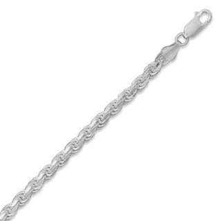 925 Sterling Silver 5mm Diamond Cut Rope Chain Bracelet  