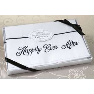  White Happily Ever After Cotton Pillowcases  Set of 2 