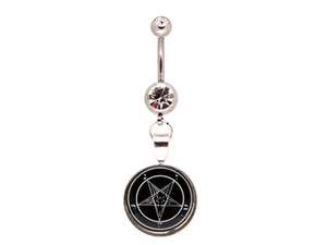 Baphomet Picture Belly Button Ring 14g navel pentagram  