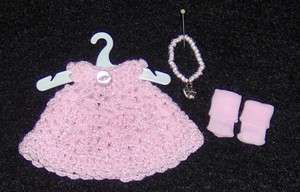   Crochet Dress w/ Socks & Necklace fits Mini Ginny Dolls #1881  