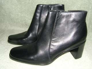 WOMENS APOSTROPHE BLACK LEATHER ANKLE BOOTS 9 M  