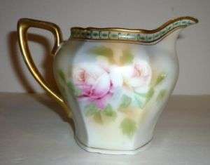 Antique, Creamer, Germany, Six Sided, Rose Pattern  