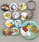 COLLECTIBLE PINBACK BADGES, Keychain and button combo sets items in 