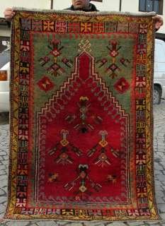 Anatolia Turkish Rug 39 x 57 Antique Hand Woven Mucur Carpet circa 