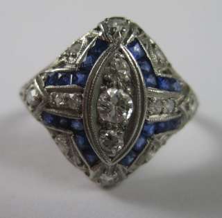 1920s Art Deco Platinum & Diamond/Sapphire Ring FANTASTIC  
