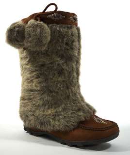 SKU Moccasin Mukluk Faux Fur Suede boots with Pompoms Dangles British 