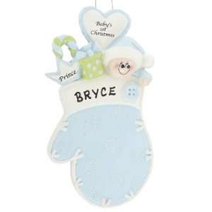  Personalized Mitten Baby Boy Christmas Ornament 