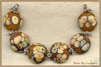 Brown & Raku Lampwork Beads Handmade Glass Bead Set SRA  