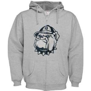  Georgetown Hoyas Grey Distressed Mascot Full Zip Hooded 