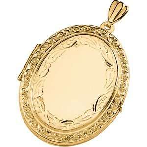   14K Yellow Gold Victorian Engraved Rim Locket DivaDiamonds Jewelry
