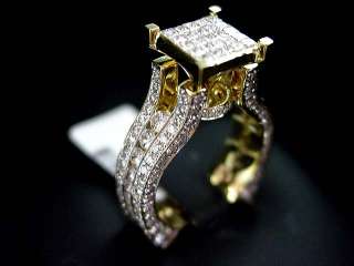 WOMENS DIAMOND ENGAGEMENT RING 14K YELLOW GOLD PRINCESS  
