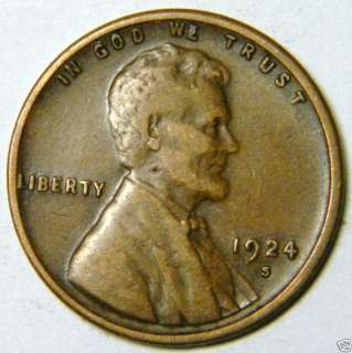 1924 S Very Fine Lincoln Wheat Cent.#6909  
