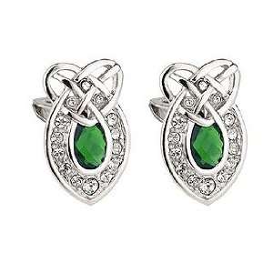   Rhodium Crystal Big Stone Earrings Emerald   Made in Ireland Jewelry
