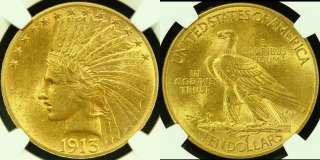 1913 $10 Gold Indian Coin NGC MS60  