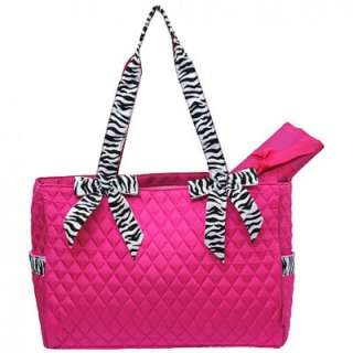 Quilted Solid Zebra Print Diaper Bag  