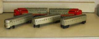 Marx Vintage Tin Litho Santa Fe Engine & Dummy + 3 Passenger Cars 1 El 