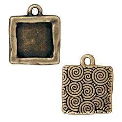 Brassplated Pewter Square Picture Frame Charms (Set of 2)   