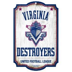 UFL Virginia Destroyers 11 by 17 Wood Sign Traditional 