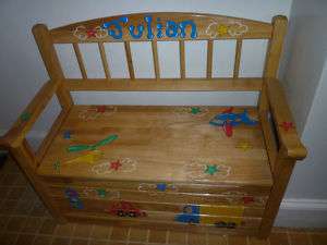 Personalized JULIAN Wooden Toy Chest, Clock, Peg Rack  