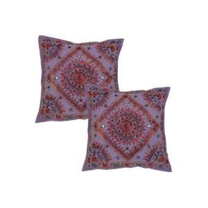 Pcs Cotton Handmade Mirror & Embroidery Ethnic Pillow Cushion Cover 