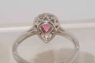 60CT PEAR CUT PINK TOURMALINE & WHITE TOPAZ RING STERLING SILVER 