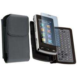 Leather Case w/ Credit Card Slot/ Screen Protector for LG VX9600 Versa 