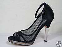 NWT AUTH BEBE BLACK ANKLE STRAP MESH SHOES 6 7 $128  