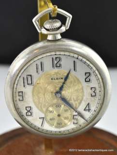   Elgin Pocket Watch 16s Nickeloid Case For Repair Antique 5262  