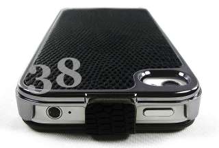   Flip Leather Chrome Case Cover Skin for Apple iPhone 4 4S 4G  