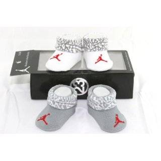  Jordan Newborn Infant Baby Booties Socks Grey and White w/Air Jordan 
