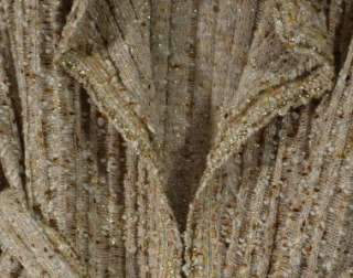 New Chanel Fantasy Tweed Sweater Jacket Gold Braided Trim sz 50 Cotton 
