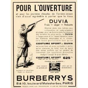  1935 French Ad Burberry Vintage Tweed Hunting Clothes 