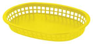 10 3/4 x 7 x 1 1/2 Oval Plastic Fast Food Basket 12 / Pack  