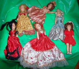 Lot 6 Vintage Costume Dolls 40s 50s (B)  