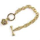 Vtg bracelet vintage brass gold royal chain link crown by 